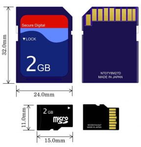 Comparación de tamaños entre tarjeta SD y MicroSD