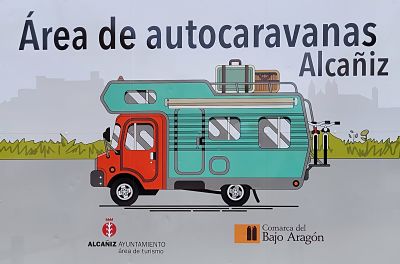 cartel área de autocaravanas Alcaniz