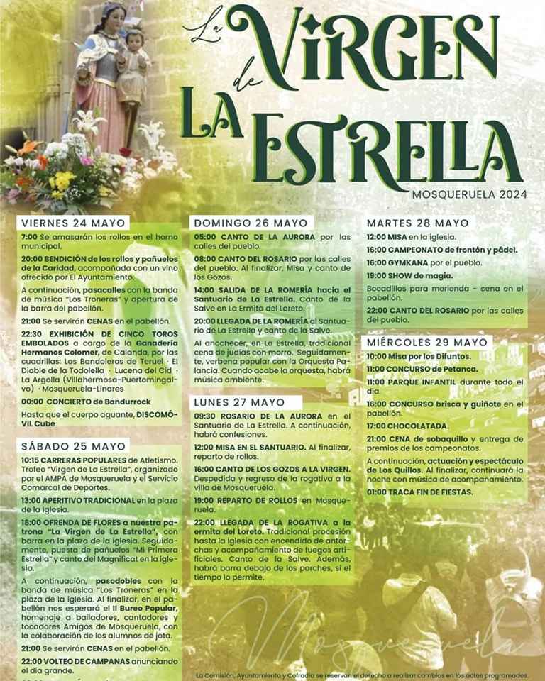 cartel fiestas mosqueruela 2024 virgen de la estrella