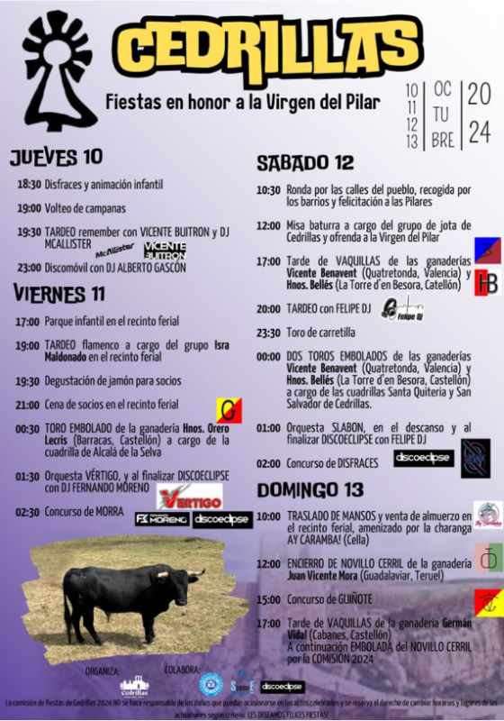 cartel fiestas cedrillas 2024 virgen del pilar